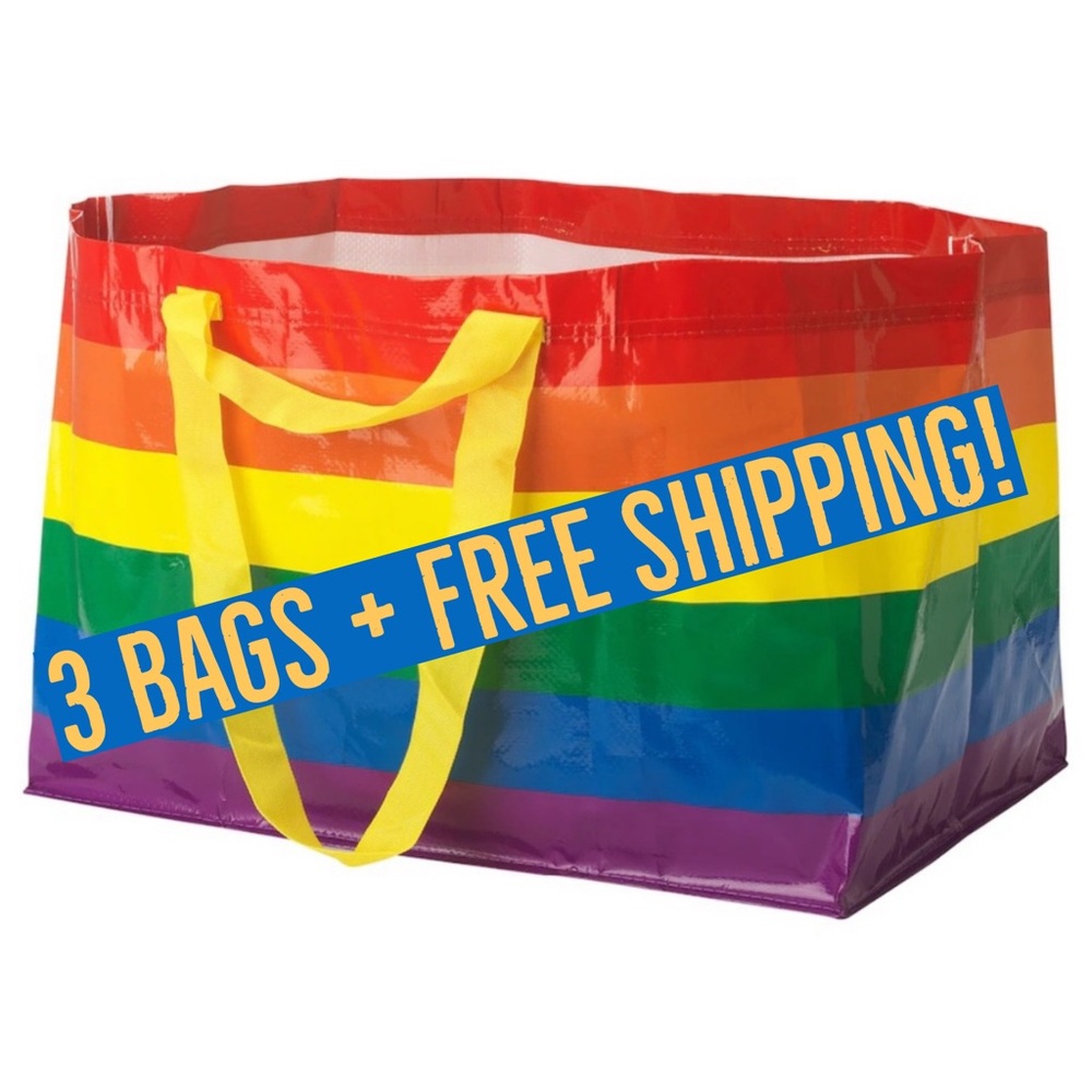 IKEA STORSTOMMA Large Multicolor Tote Bags bundle of 3 plus free shipping!
